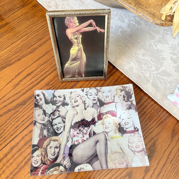 Marilyn Monroe Bundle Thick Glass Trinket Dish & Hollywood Regency picture - Picture 6 of 9